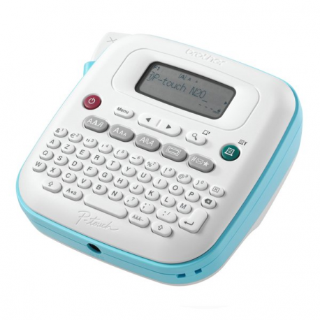 Brother P-Touch PT-N20 - Labelmaker - B/W - direct thermal - 12 mm width - 180 dpi - up to 12 mm/sec - cutter - vertical print, mirror print, print preview, 2 line printing - white, blue - 1