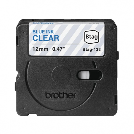 Brother BTAG-133 - Blue on clear - Roll (1.2 cm x 4 m) 1 cassette(s) hanging box - label tape - for P-Touch PT-N10, PT-N20, PT-N25BT - 2
