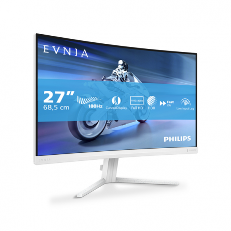 Philips Evnia 5000 27M2C5201L - LED monitor - gaming - curved - 27" - 1920 x 1080 Full HD (1080p) @ 180 Hz - Fast VA - 3000:1 - HDR10 - 0.5 ms - 2xHDMI, DisplayPort - white - 20