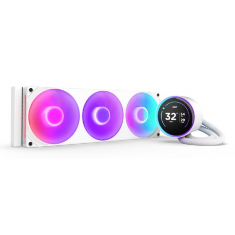 NZXT Kraken Elite 360 RGB - Processor liquid cooling system - with LCD display  - Radiator Size:  360 mm - (for: LGA1851, LGA1700, LGA1200, LGA115x Socket, AM4, AM5) - copper - 120 mm - matt white - 0