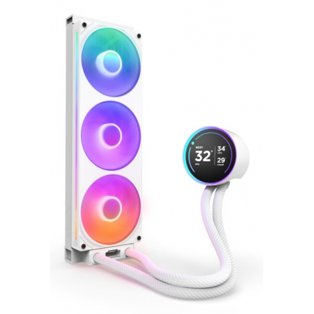 NZXT Kraken Elite 360 RGB - Processor liquid cooling system - with LCD display  - Radiator Size:  360 mm - (for: LGA1851, LGA1700, LGA1200, LGA115x Socket, AM4, AM5) - copper - 120 mm - matt white - 1
