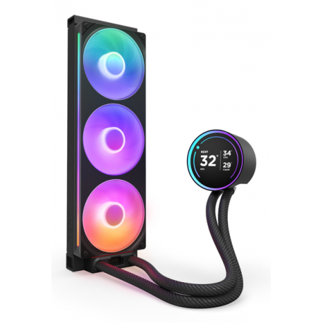 NZXT Kraken Elite 360 RGB - Processor liquid cooling system - with LCD display  - Radiator Size:  360 mm - (for: LGA1851, LGA1700, LGA1200, LGA115x Socket, AM4, AM5) - copper - 120 mm - matte black - 4