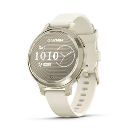 Garmin Lily 2 Active - Lunar gold anodized aluminum - smart watch with band - silicone - bone - wrist size: 110-175 mm - monochrome - Bluetooth, ANT+ - 29 g - 0