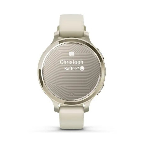 Garmin Lily 2 Active - Lunar gold anodized aluminum - smart watch with band - silicone - bone - wrist size: 110-175 mm - monochrome - Bluetooth, ANT+ - 29 g - 4