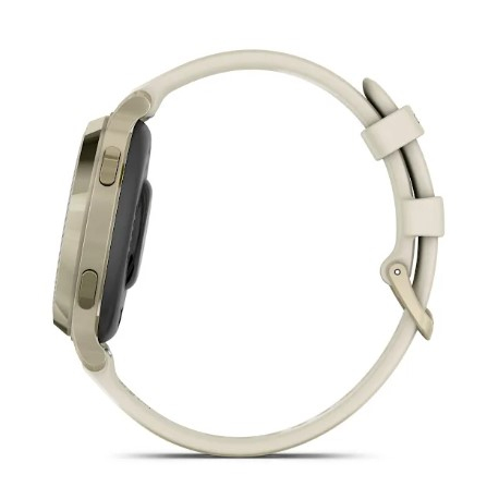 Garmin Lily 2 Active - Lunar gold anodized aluminum - smart watch with band - silicone - bone - wrist size: 110-175 mm - monochrome - Bluetooth, ANT+ - 29 g - 7