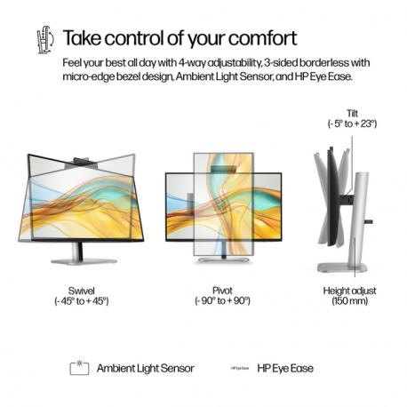 HP 524pm - Series 5 Pro - LED monitor - 24" (23.8" viewable) - 1920 x 1080 Full HD (1080p) @ 100 Hz - IPS - 350 cd/m² - 1500:1 - 5 ms - HDMI, DisplayPort, USB-C - jet black, natural silver (stand) - Smart Buy - 2