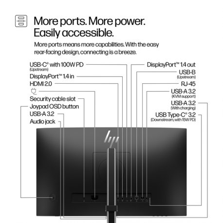 HP 524pm - Series 5 Pro - LED monitor - 24" (23.8" viewable) - 1920 x 1080 Full HD (1080p) @ 100 Hz - IPS - 350 cd/m² - 1500:1 - 5 ms - HDMI, DisplayPort, USB-C - jet black, natural silver (stand) - Smart Buy - 11