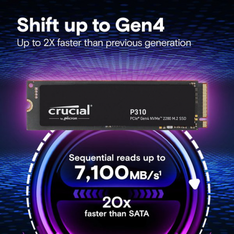 Crucial P310 - SSD - 1 TB - internal - M.2 2280 - PCIe 4.0 x4 (NVMe) - 4