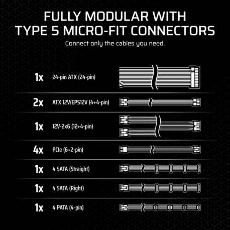 CORSAIR SF Series SF1000 - Power supply (internal) - ATX12V 3.1/ EPS12V - 80 PLUS Platinum - AC 100-240 V - 1000 Watt - Europe - 9