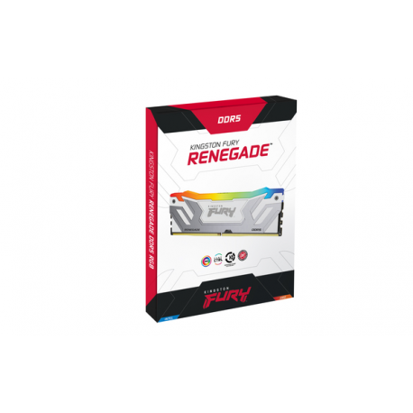 Kingston FURY Renegade RGB - DDR5 - kit - 48 GB: 2 x 24 GB - DIMM 288-pin - 4200 MHz / PC5-67200 - CL40 - 1.45 V - unbuffered - on-die ECC - white & silver - 2