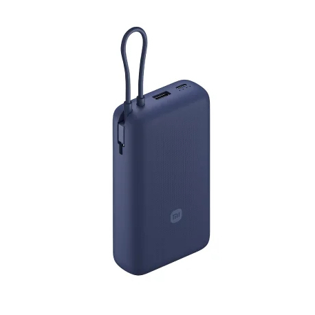 Xiaomi PB2030MI - Power bank - integrated cable - 20000 mAh - 75.48 Wh - 33 Watt - 3 A - Fast Charge - 3 output connectors (24 pin USB-C, USB) - blue - 0