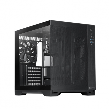Chieftec Visio Air - Tower - ATX - windowed side panel (tempered glass) - no power supply (ATX) - black - USB / Audio - 8
