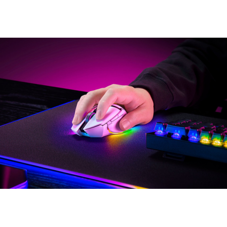 Razer Basilisk V3 pro 35K - Mouse - ergonomic - right-handed - optical - 11 buttons - wireless, wired - Bluetooth, USB-C, 2.4 GHz - USB wireless receiver - white - 2