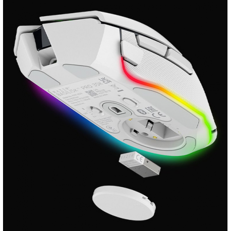 Razer Basilisk V3 pro 35K - Mouse - ergonomic - right-handed - optical - 11 buttons - wireless, wired - Bluetooth, USB-C, 2.4 GHz - USB wireless receiver - white - 3