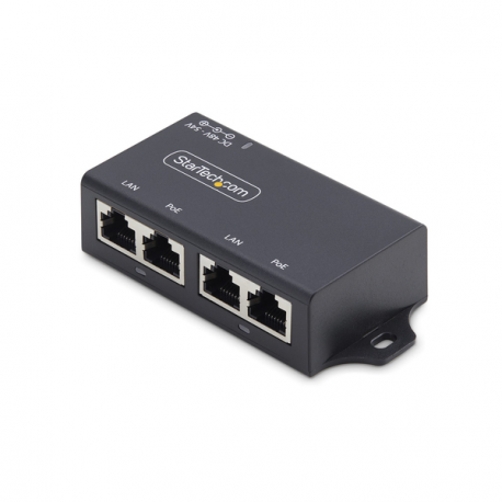 StarTech.com 2-Port Gigabit PoE+ Injector, PoE / PoE+ (802.3af / 802.3at) 30W - PoE injector - unmanaged inline - DC 48 - 52 V - 30 Watt - output connectors: 2 - black - 0