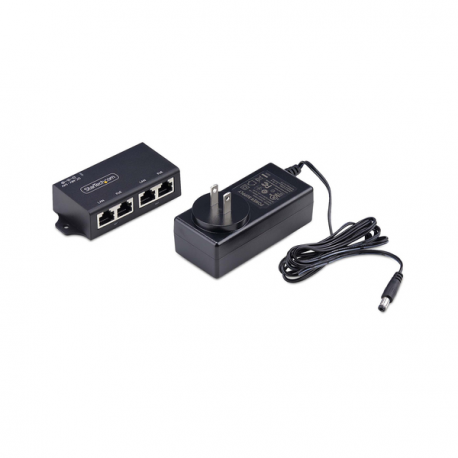 StarTech.com 2-Port Gigabit PoE+ Injector, PoE / PoE+ (802.3af / 802.3at) 30W - PoE injector - unmanaged inline - DC 48 - 52 V - 30 Watt - output connectors: 2 - black - 3