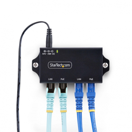 StarTech.com 2-Port Gigabit PoE+ Injector, PoE / PoE+ (802.3af / 802.3at) 30W - PoE injector - unmanaged inline - DC 48 - 52 V - 30 Watt - output connectors: 2 - black - 5