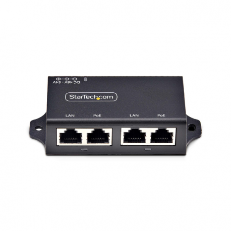 StarTech.com 2-Port Gigabit PoE+ Injector, PoE / PoE+ (802.3af / 802.3at) 30W - PoE injector - unmanaged inline - DC 48 - 52 V - 30 Watt - output connectors: 2 - black - 7