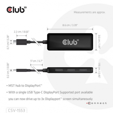 Club 3D CSV-1553 - Docking station - USB-C / Thunderbolt 4 - 3 x DP++ - 2