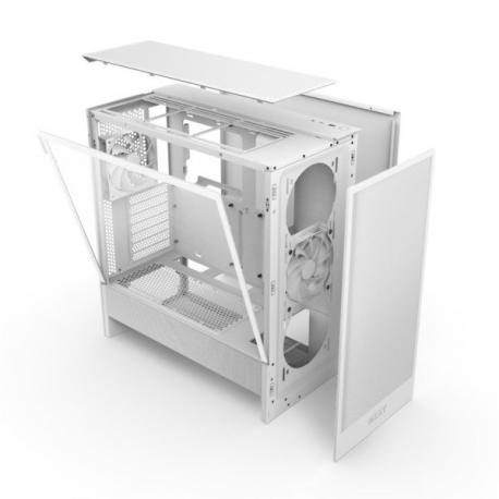 NZXT H series H5 Flow - Mid tower - extended ATX - windowed side panel (tempered glass) - no power supply - white - USB / Audio - 4