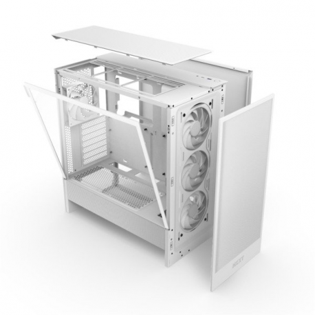 NZXT H series H5 Flow RGB - Mid tower - extended ATX - windowed side panel (tempered glass) - no power supply - white - USB / Audio - 4