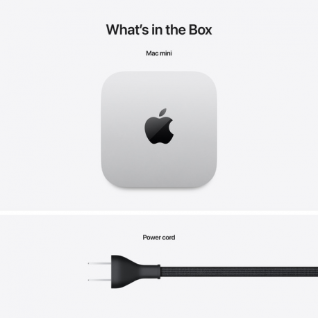 Apple Mac mini - M4 up to - RAM 16 GB - SSD 512 GB - Apple M4 10-core - Gigabit Ethernet, IEEE 802.11ax (Wi-Fi 6E), Bluetooth 5.3 - macOS Sequoia 15.0 - monitor: none - silver - 7
