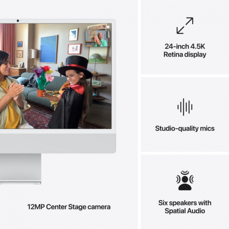 Apple iMac with 4.5K Retina display - All-in-one M4 up to - RAM 16 GB - SSD 512 GB - Apple M4 10-core - Gigabit Ethernet, IEEE 802.11ax (Wi-Fi 6E), Bluetooth 5.3 - macOS Sequoia 15.0 - monitor: LED 24" 4480 x 2520 (4.5K) - keyboard: Swedish / Finnish - silver - 6