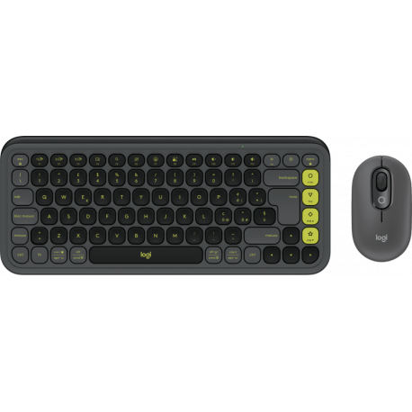 Logitech POP Icon Combo - Keyboard and mouse set - wireless - Bluetooth LE - QWERTY - Italian - graphite, green - 0