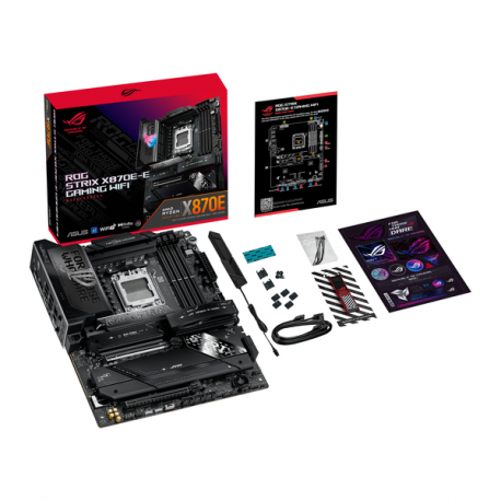 ASUS ROG STRIX X870E-E GAMING WIFI - Motherboard - ATX - Socket AM5 - AMD X870E Chipset - USB4, USB-C 3.2 Gen 2x2, USB-C 3.2 Gen2, USB 3.2 Gen 2, USB 3.2 Gen 1 - Wi-Fi 7, 5 Gigabit Ethernet, Bluetooth - onboard graphics (CPU required) - HD Audio (8-channel) - 2