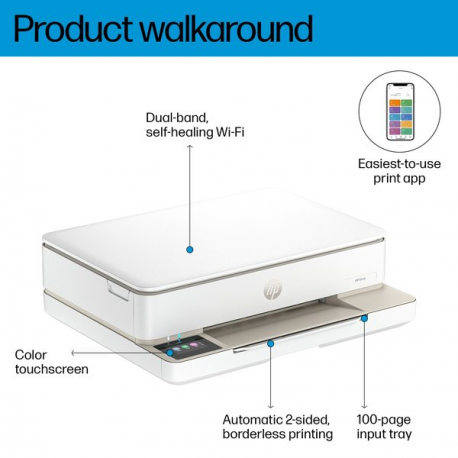 HP ENVY 6120e All-in-One - Multifunction printer - colour - ink-jet - 216 x 297 mm (original) - A4 / Letter (media) - up to 8 ppm (copying) - up to 10 ppm (printing) - 100 sheets - USB 2.0, Wi-Fi(ac) - portobello - 1