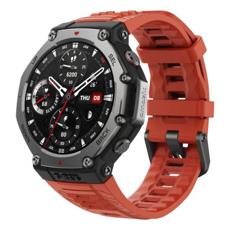 Amazfit T-Rex 3 - Smart watch with strap - liquid silicone - wrist size: 145-210 mm - display 1.5" - Bluetooth, Wi-Fi - 68.3 g - lava - 2