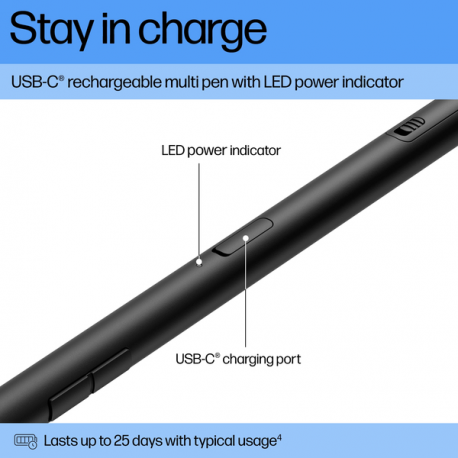 HP 705 Rechargeable Multi Pen - Active stylus - 2 buttons - black - 5