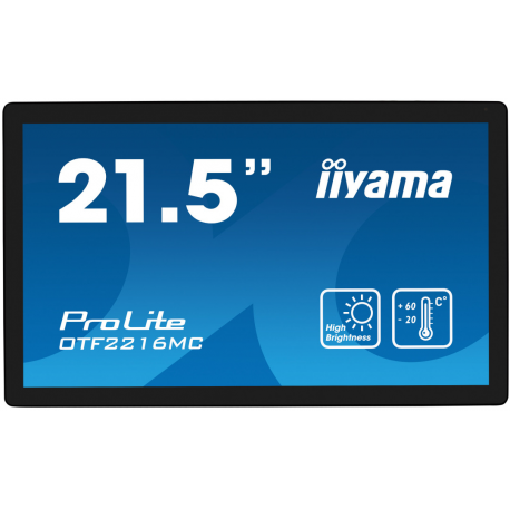 iiyama ProLite OTF2216MC-B1 - LED monitor - 22" (21.5" viewable) - open frame - touchscreen - 1920 x 1080 Full HD (1080p) @ 60 Hz - VA - 1100 cd / m² - 5000:1 - 25 ms - HDMI, VGA, DisplayPort - black - 0
