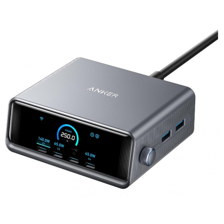 Anker Prime - Power adapter - GaNPrime - 250 Watt - 5 A - 6 output connectors (4 x USB-C, 2 x USB) - 0