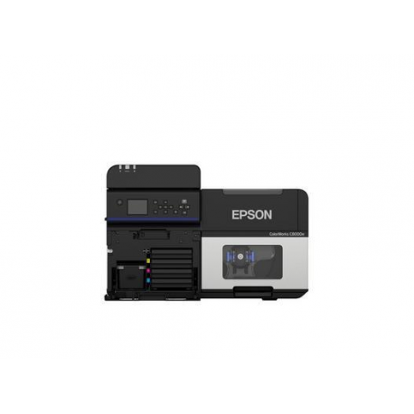 Epson ColorWorks C8000e (MK) - Label printer - colour - ink-jet - Roll (11.2 cm) - 600 x 1200 dpi - up to 300 mm / sec (mono)  /  up to 300 mm / sec (colour) - Gigabit LAN, USB 3.0, serial - 1