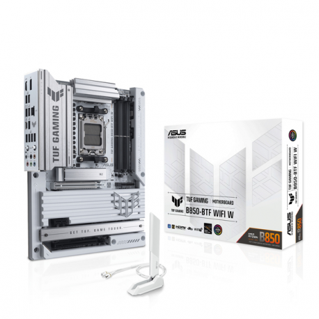ASUS TUF GAMING B850-BTF WIFI W - Motherboard - ATX - Socket AM5 - AMD B850 Chipset - USB-C 3.2 Gen 2x2, USB-C 3.2 Gen2, USB 3.2 Gen 2, USB 3.2 Gen 1, USB4 - Wi-Fi 7, 2.5 Gigabit LAN, Bluetooth - onboard graphics (CPU required) - HD Audio (8-channel) - 12
