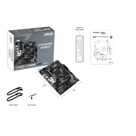 ASUS PRIME A520M-R - Motherboard - micro ATX - Socket AM4 - AMD A520 Chipset - USB 3.2 Gen 1 - Gigabit LAN - onboard graphics (CPU required) - HD Audio (8-channel) - 7