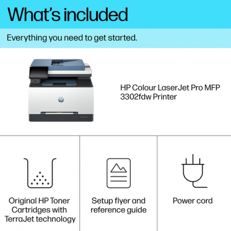 HP Color LaserJet Pro MFP 3302fdw - Multifunction printer - colour - laser - Legal (216 x 356 mm) (original) - A4 / Legal (media) - up to 25 ppm (copying) - up to 25 ppm (printing) - 250 sheets - 33.6 Kbps - USB 2.0, Gigabit LAN, USB 2.0 host, Wi-Fi(ac) - 5