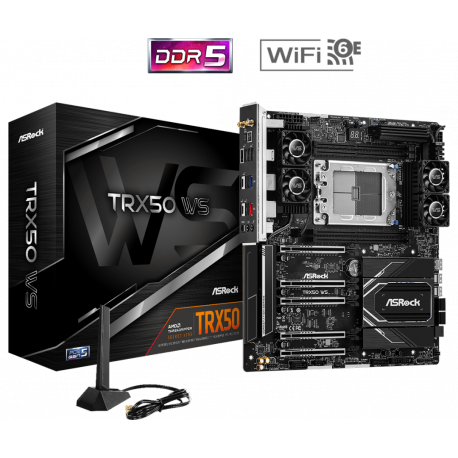 ASRock TRX50 WS - Motherboard - extended ATX - Socket sTR5 - AMD TRX50 Chipset - USB 3.2 Gen 1, USB 3.2 Gen 2, USB4, USB-C 3.2 Gen 2x2 - 10 Gigabit LAN, 2.5 Gigabit LAN, Bluetooth, Wi-Fi - onboard graphics (CPU required) - HD Audio (8-channel) - 0