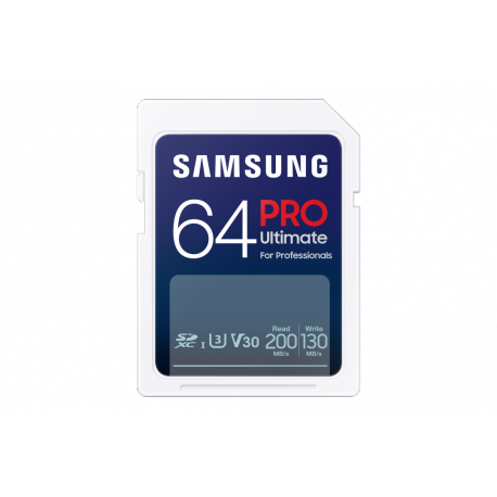 Samsung PRO Ultimate MB-SY64S - Flash memory card - 64 GB - Video Class V30  /  UHS-I U3 - SDXC UHS-I - white - 0
