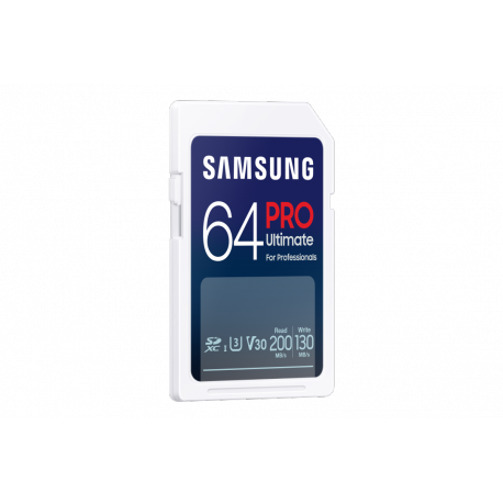Samsung PRO Ultimate MB-SY64S - Flash memory card - 64 GB - Video Class V30  /  UHS-I U3 - SDXC UHS-I - white - 1
