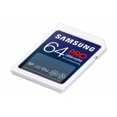 Samsung PRO Ultimate MB-SY64S - Flash memory card - 64 GB - Video Class V30  /  UHS-I U3 - SDXC UHS-I - white - 3