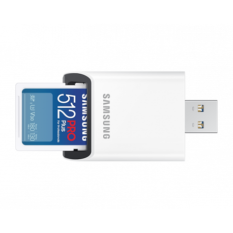 Samsung PRO Plus MB-SD512SB - Flash memory card - 512 GB - Video Class V30  /  UHS-I U3  /  Class10 - SDXC UHS-I - white - 1
