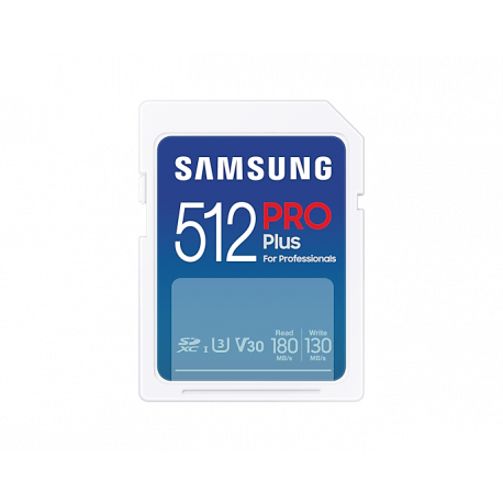 Samsung PRO Plus MB-SD512SB - Flash memory card - 512 GB - Video Class V30  /  UHS-I U3  /  Class10 - SDXC UHS-I - white - 2