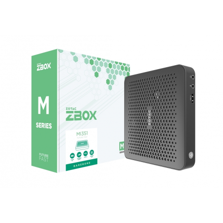 ZOTAC ZBOX M Series MI351 - Barebone - ultra-thin form factor - 1 x Celeron N N100  /  0.8 GHz - RAM 0 GB - UHD Graphics - Gigabit Ethernet, Bluetooth 5.2, IEEE 802.11ax (Wi-Fi 6) WLAN: - 802.11a / b / g / n / ac / ax, Bluetooth 5.2 - 3