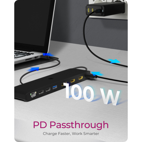 ICY BOX 11-in-1 Mobile with Triple Video Output - Docking station - USB-C - 2 x HDMI, DP - GigE - 3