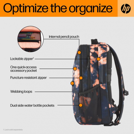 HP - Campus XL - notebook carrying backpack - 16.1" - tie dye - 2