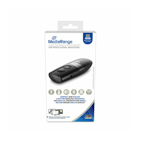 MediaRange - Presentation remote control - 4 buttons - RF - black / silver - 0