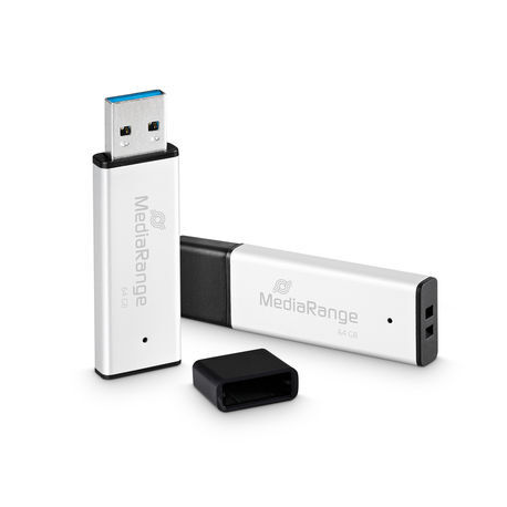 MediaRange MR1901 - USB flash drive - 64 GB - USB 3.2 Gen 1 - black, silver - 0