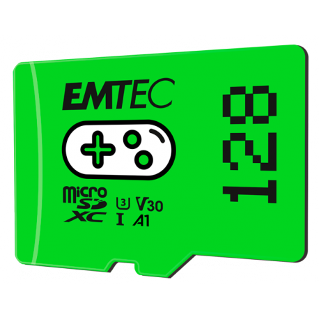 EMTEC Gaming - Flash memory card - 128 GB - A1  /  Video Class V30  /  UHS-I U3 - microSDXC UHS-I - green - 1